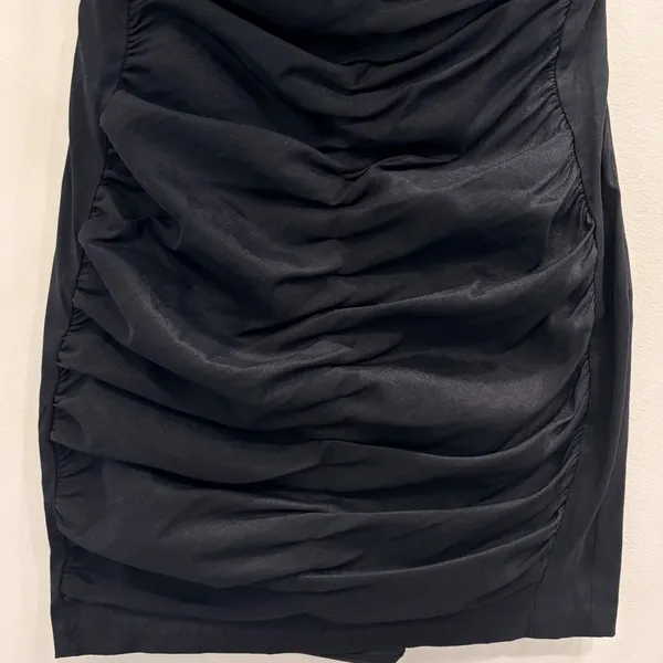 VTG Y2K Jessica McClintock Black Strapless‎ Ruched Mini Cocktail Dress LBD Sz 14 - Image 4