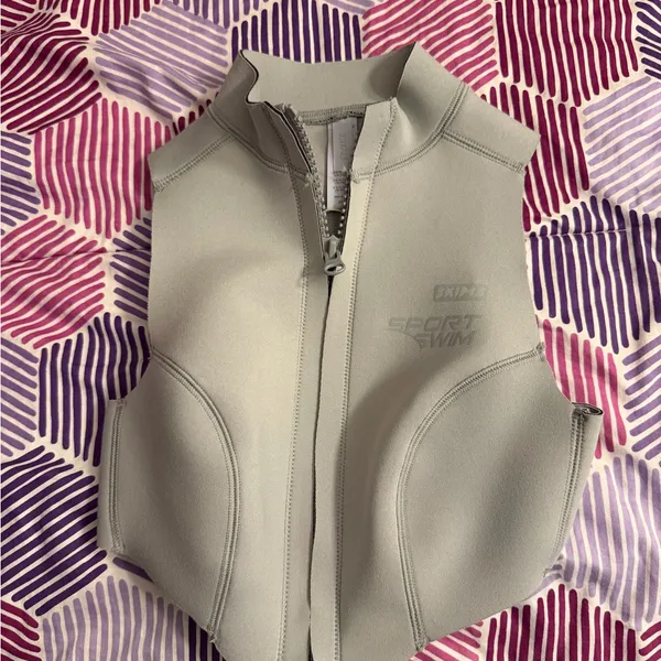Skims Size xxs Sport Swim Mock Neck Zip Top Chrome Gray Sleeveless Zip Front NWT - Image 11