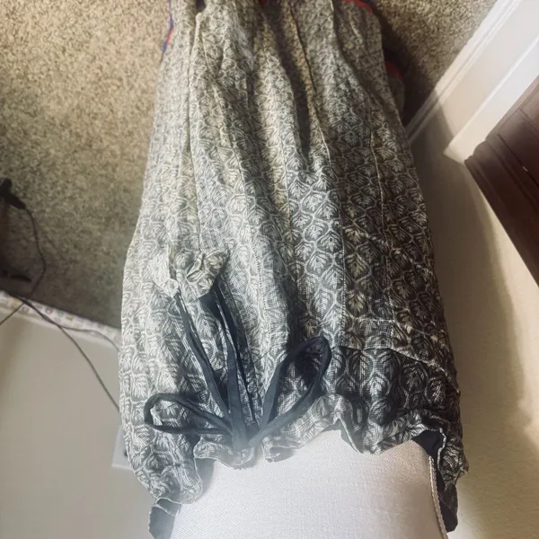 Indian Ethnic Long Maxi Skirt Boho Hippie gray paisley drawstring waist tribal‎ - Image 3