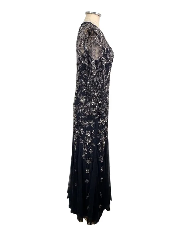 Adrianna Papell Long Sleeve Beaded Sequin Maxi Gown Size 12 - Image 3