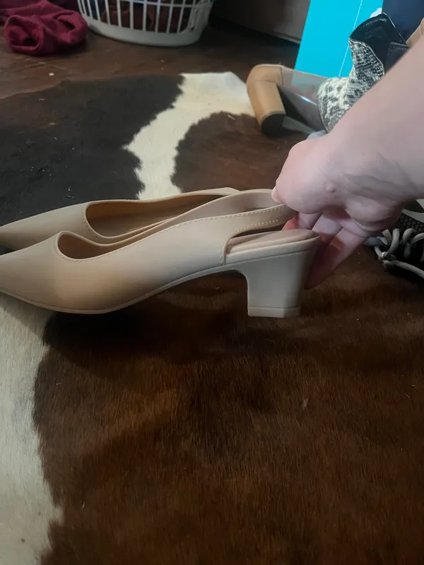 Tan kitten heels with back strap  - Image 3