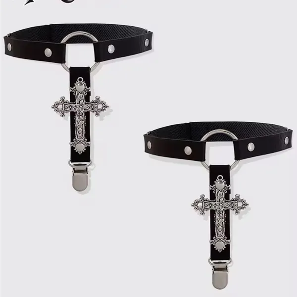 Black Gothic Leg Garters - Image 3