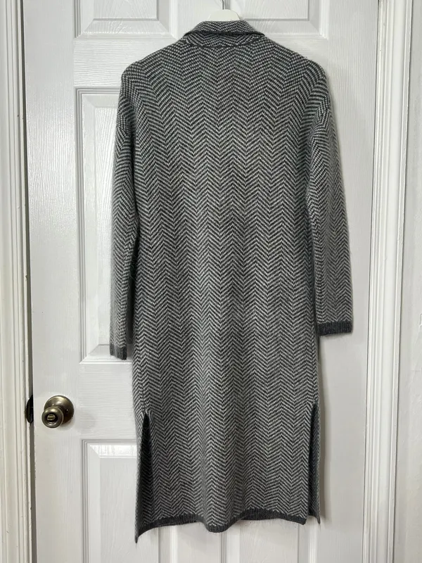 Abercrombie & Fitch Herringbone Longline Duster Classic Quiet Luxury Preppy XS - Image 3