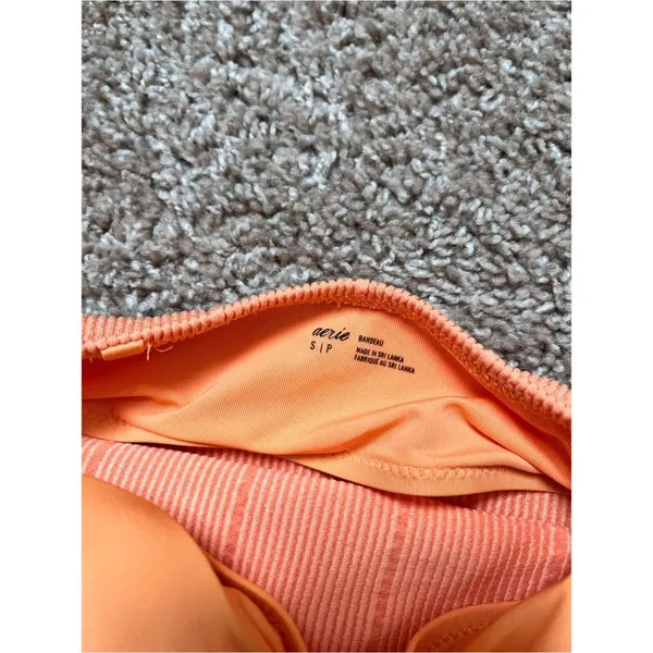 aerie Coral Textured Strapless Bikini Set - Image 6