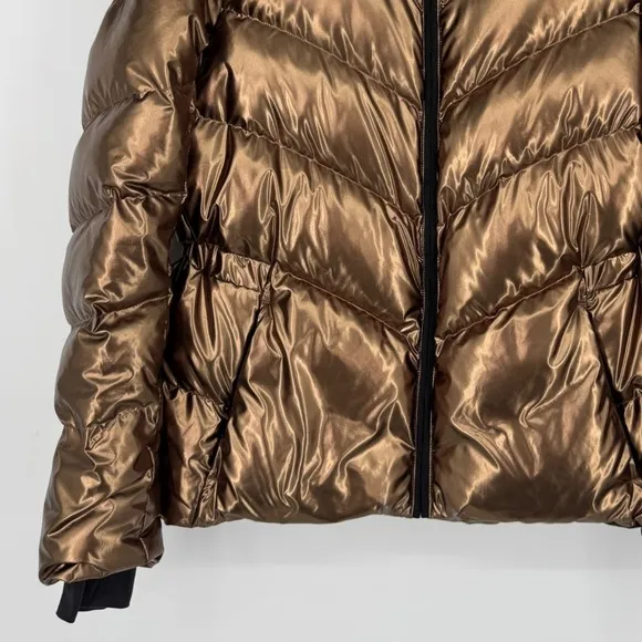 Athleta Lofty Down Puffer Jacket Size Small Bronze Metallic Winter Coat Gorpcore - Image 4