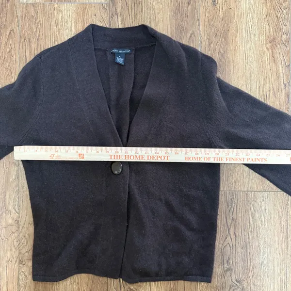 Sarah Spencer Brown Lambswool Angora Cardigan Sweater XL‎ Single Button V-Neck - Image 8