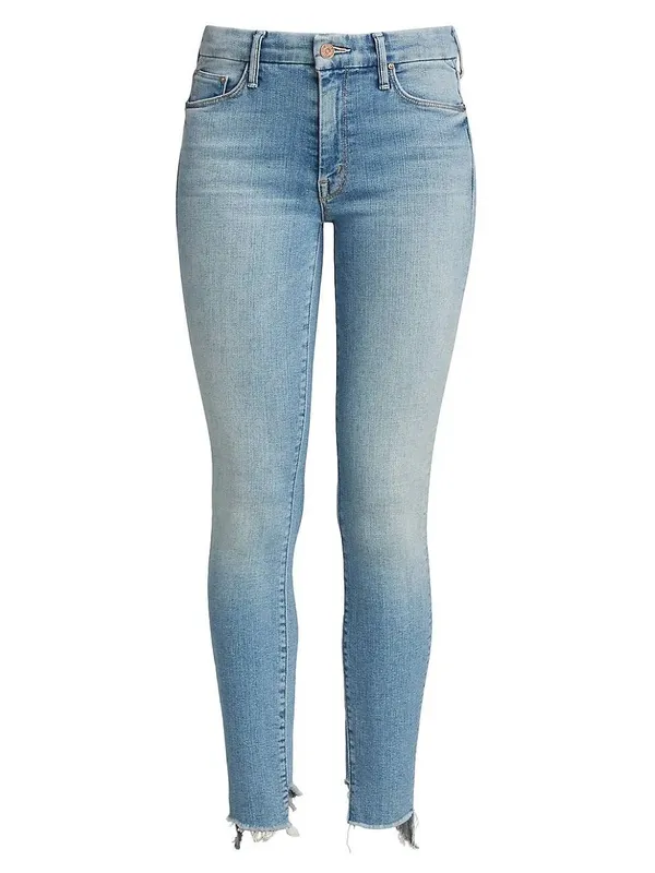 Mother Denim The Looker Two Step Ankle Fray Skinny Jeans in Kiss and Make Up - Image 4