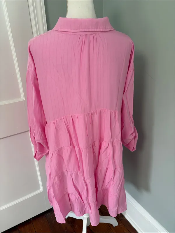 entro‎ Pink Button-Front Tunic Blouse size medium Oversized - Image 6