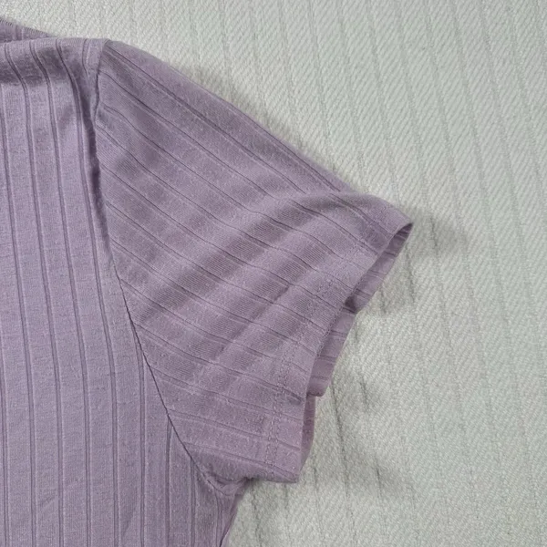 Bozzolo Women Ribbed Crop Top S Small Purple Lavender Short Sleeve Crew Neck Tee - Image 9