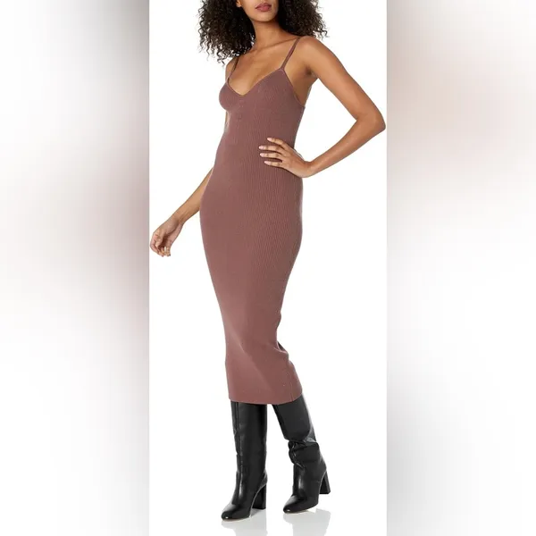 ASTR Jodie Mauve Two Piece Cutout Ribbed Knit Midi Sweater Dress Small NWT - Image 9