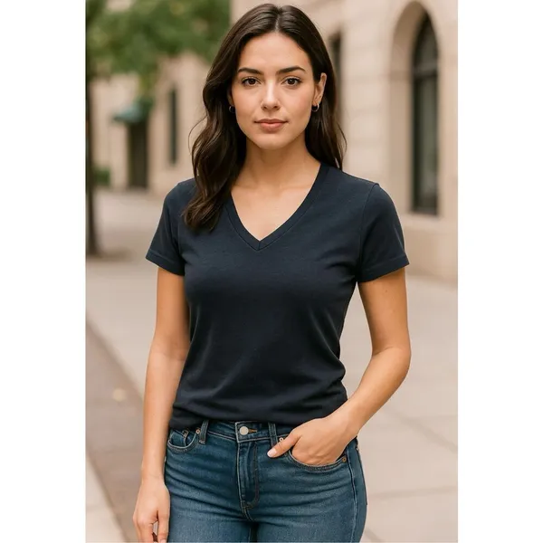 Calvin Klein Women’s V-Neck T-Shirt Size M Gray Short Sleeve Top Casual Lightwei - Image 3