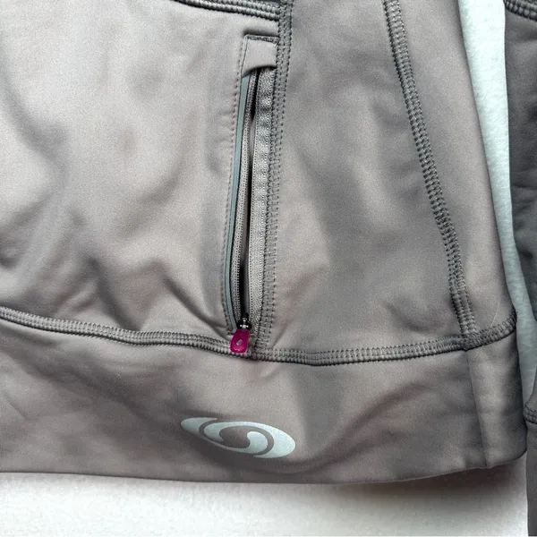 Salomon Half 1/2 Zip Hoodie Pullover Women's M Gray Pink Fleece Thermal Pockets - Image 10