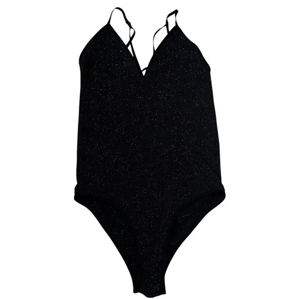 Free People Movement Size XS Black Shimmer Stretch Bodysuit Tank Top | 63-47 - Image 3
