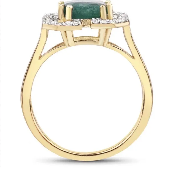 2.55 Carat Dyed Emerald And White Topaz.925 Sterling Silver Ring - Image 2