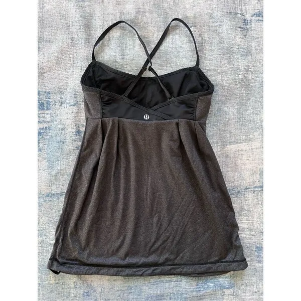 Lululemon Black Heathered Charcoal Gray Graceful Flow Tank Top Size 6 - Image 7