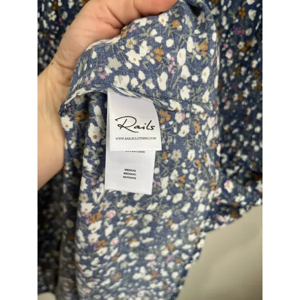 Rails‎ Zana Blue Ditsy Floral Long Sleeve Mini Dress Size M NWT Boho - Image 10