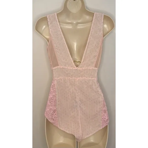 Intimately Free People "Breaking Hearts" Lace Bodysuit Pink Romantic Sz XS NWT! - Image 3