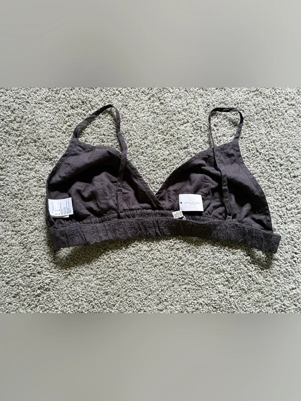 American Eagle Dark Grey Eyelet Bra Womens Size XL NWT Light Support - Image 2