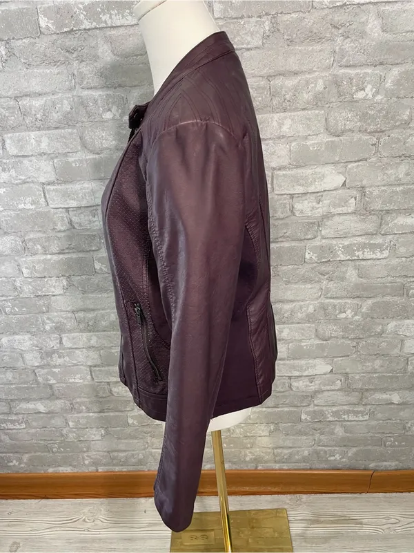 Maurices Plum Faux Leather Moto Jacket - Image 3