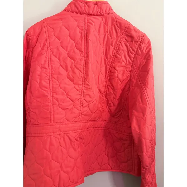VINTAGE Valerie Stevens Quilted‎ Jacket Coral Pink Collar Button Front Size L - Image 5