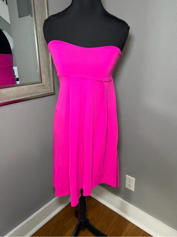 Susana Monaco x Revolve Strapless Empire Waist Hot Pink Barbie Mini Dress XS - Image 2