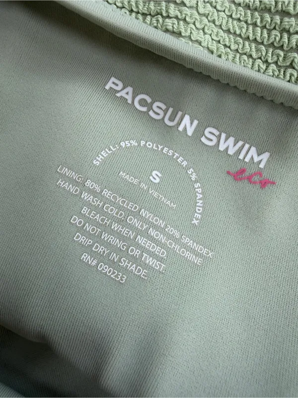 Pacsun Textured High Cut One-Piece Swimsuit in Sage Green - Image 5