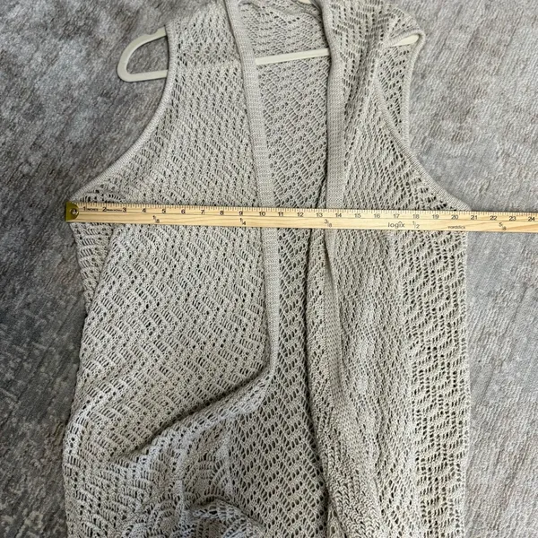 Unbranded Cream Crochet Open Knit Duster Waterfall Cardigan Vest - Image 5