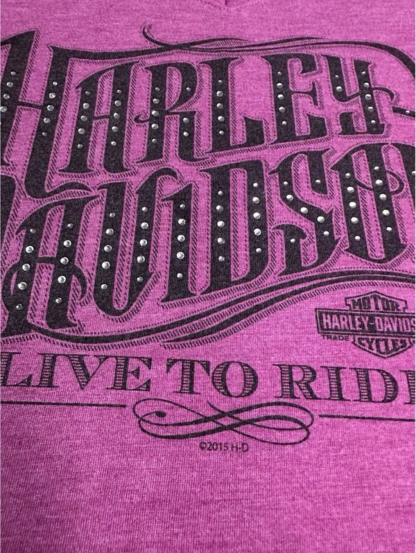 Harley Davidson Purple Bling Women's Large Short Sleeve Las Vegas 2015 - Image 4