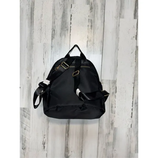 Black Nylon Mini Backpack Quilted Gold Studded Small Travel Bookbag Gold Hardwar - Image 5