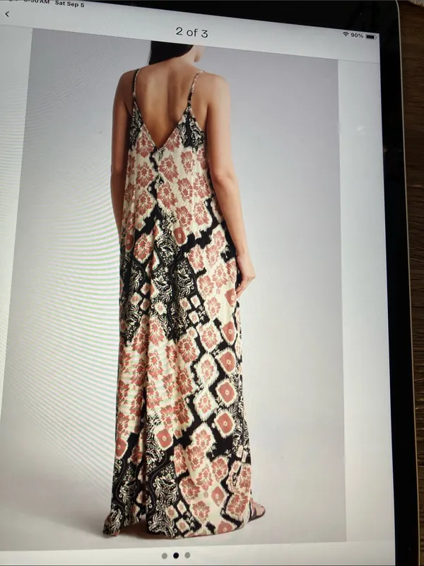 lovestitch Black and pink Printed Boho Maxi Slip Dress - Image 2