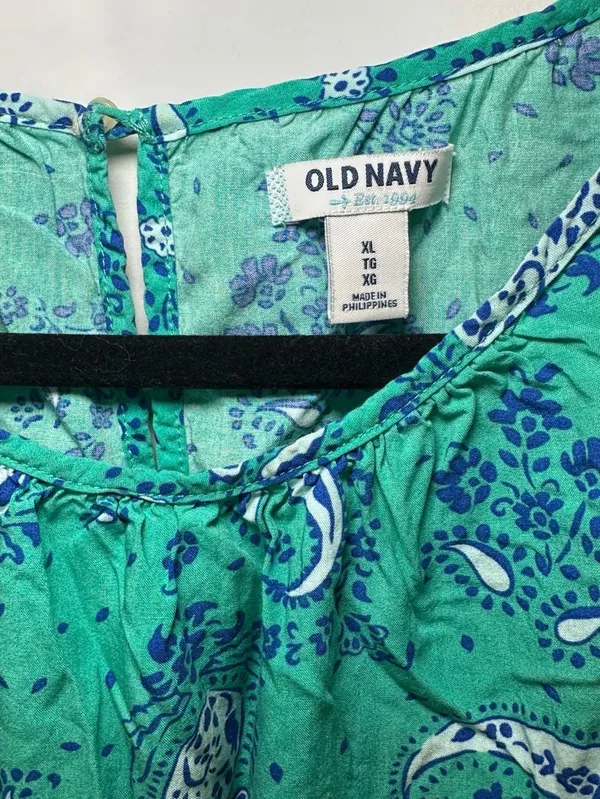 Old Navy Green and Blue Paisley Print Sleeveless Dress Size XL - Image 2