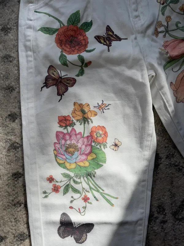 SheIn Women Floral painted mom Jeans - Image 3
