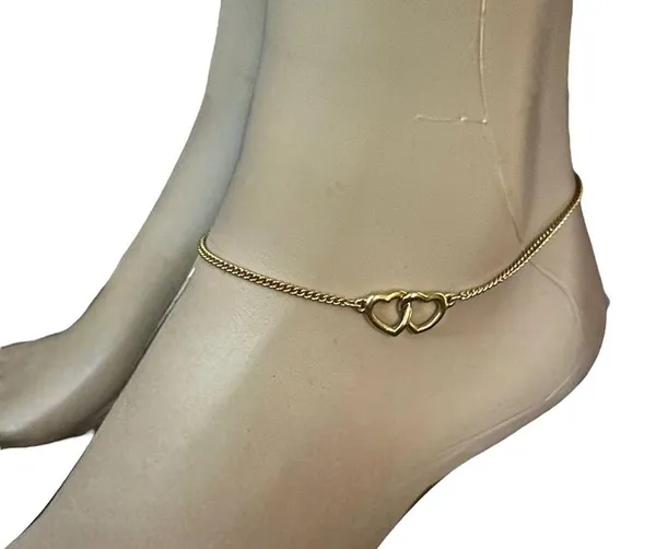 Vintage interlocking hearts anklet - Image 2