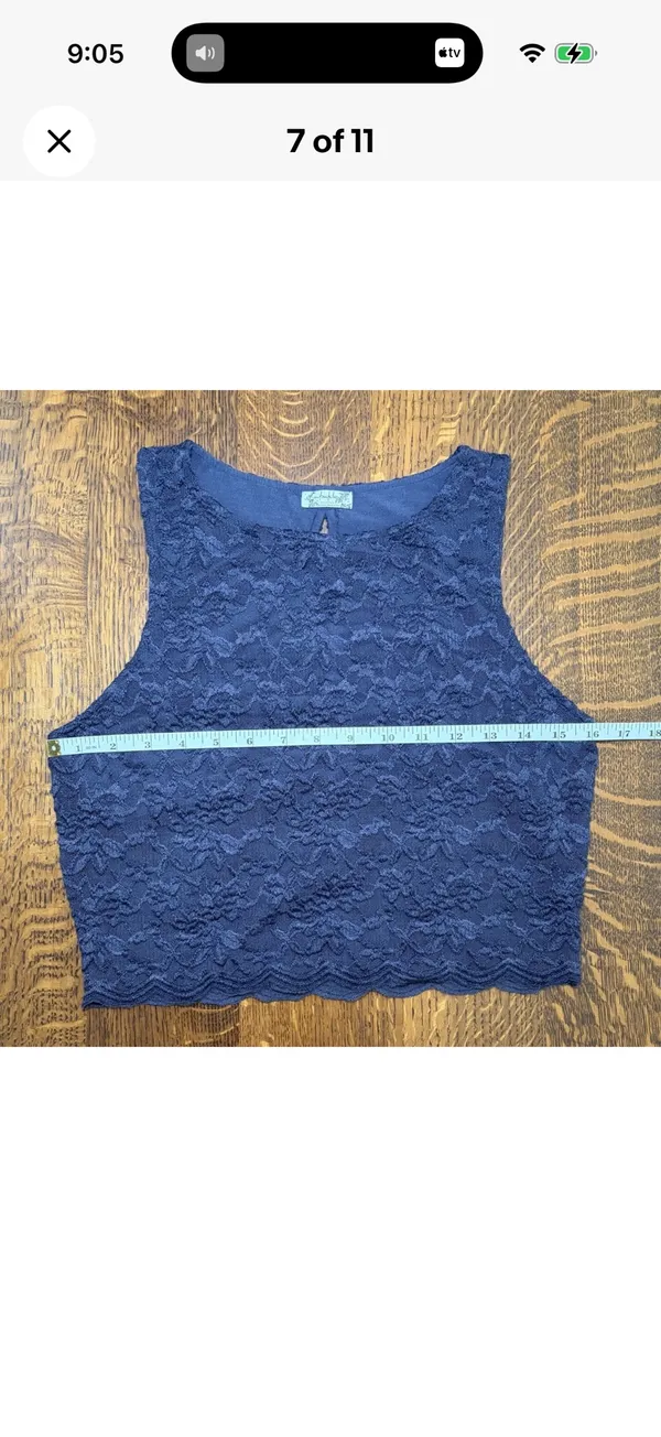 Free People Intimately Graphite Floral Lace Crop Top Keyhole Back Sleeveless S - Image 7