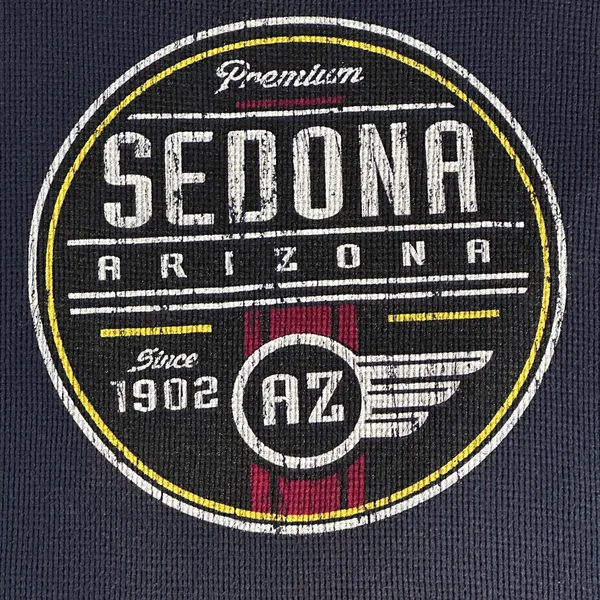 Premium 51 Sedona Arizona XL Navy Waffle Knit Thermal Graphic Shirt - Image 4
