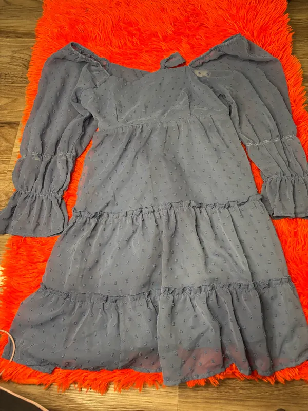 Altar'd State Dress Mini Blue Ruffle - Image 3
