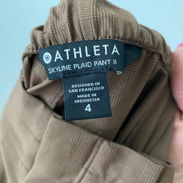 Athleta 4 Preppy Brown Skyline Plaid Pant II High Rise Tapered Trouser - Image 6