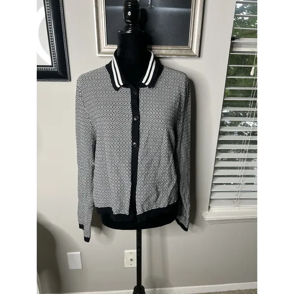 Maeve 'Plunging' Black Long-Sleeve Polo Cardigan Size X-Large - Image 7