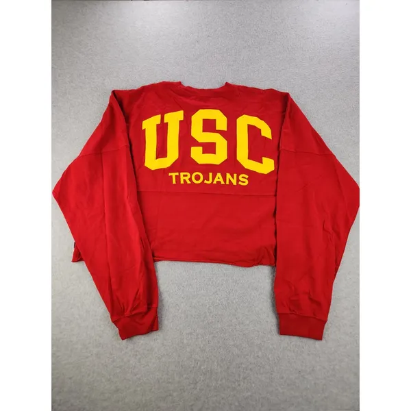 USC Trojans Shirt Womens XL Spirit Jersey Red Oversized Cropped Sweatshirt Shirt - Image 3