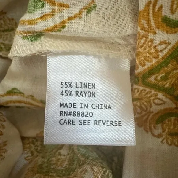 Haute Hippie Peasant Blouse L NWT Printed Boho Festival Linen Blend Off Shoulder - Image 3