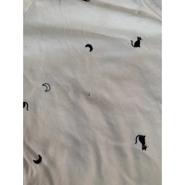 Old Navy Women's Everyday V Neck Cat Moon White Short Sleeve‎ Tee Size XL - Image 6