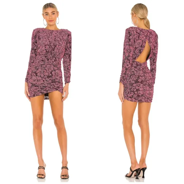For Love & Lemons‎ Mulberry Shailee Sparkly Floral Metallic Mini Dress NWT XXS - Image 7