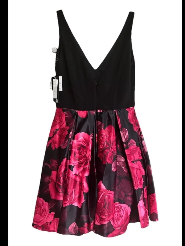 Betsy & Adam Dress Size 8 Black Floral Party Wedding Guest Formal Sleeveless NWT - Image 4