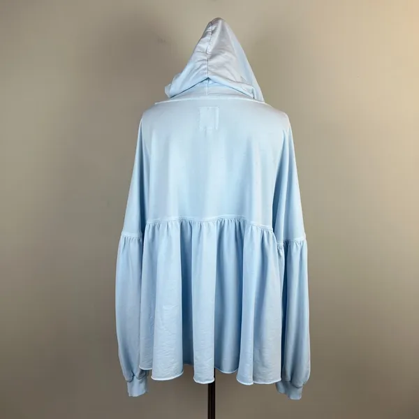 Aerie Peplum Hoodie Sweatshirt‎ Small Blue Balloon Sleeve Babydoll Oversized S - Image 10