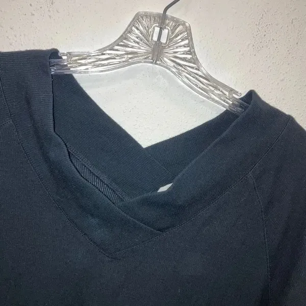 Soft surrounding Black Ribbed V-Neck Off Shoulder Tunic S Modal Blend #712 - Image 2