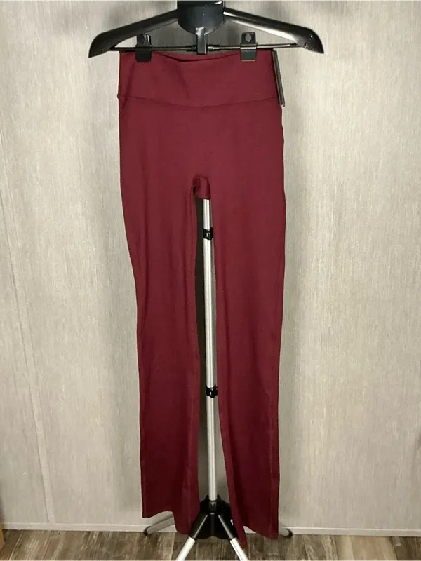 High-Waist Stretch Flare Pants in Burgundy Size Small - Image 16