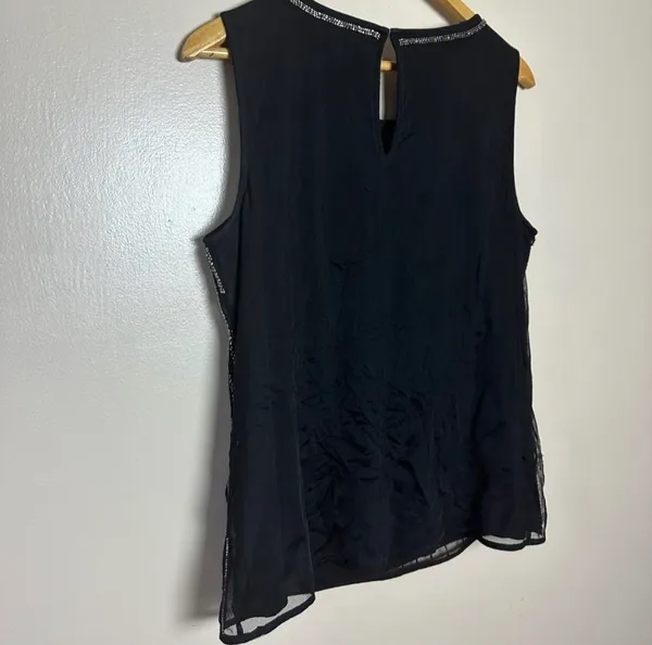 CLEARANCE! Black WHBM Beaded Sleeveless Top Size L NWT - Image 4
