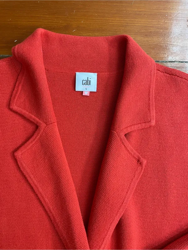 CAbi Coronation Cardigan Knit Jacket Cardinal Red 100% Cotton Blazer Sz S 💚🎀 - Image 11