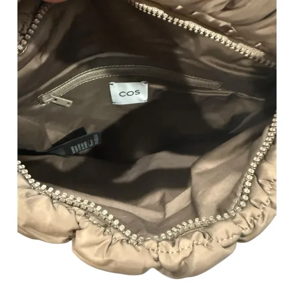 COS Dark Mole Taupe‎ Quilted Pillowy Padded Tote Bag Shoulder Handbag 15 X 14 - Image 3