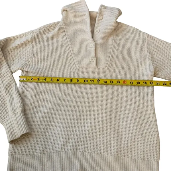 ​Aerie Cream Waffle Knit Henley Sweater‎ Oversized Button Front Soft Cottagecore - Image 9